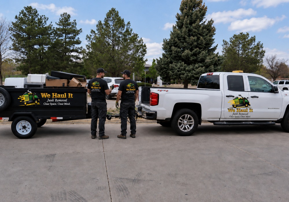 We Haul It logo on branded truck, trailer, or crew shirt